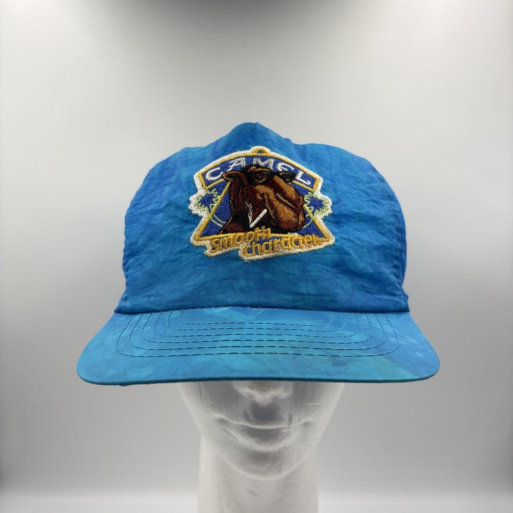 Vintage Camel Joe Camel Blue Nylon Adjustable Snapback Hat Cap Smooth Character